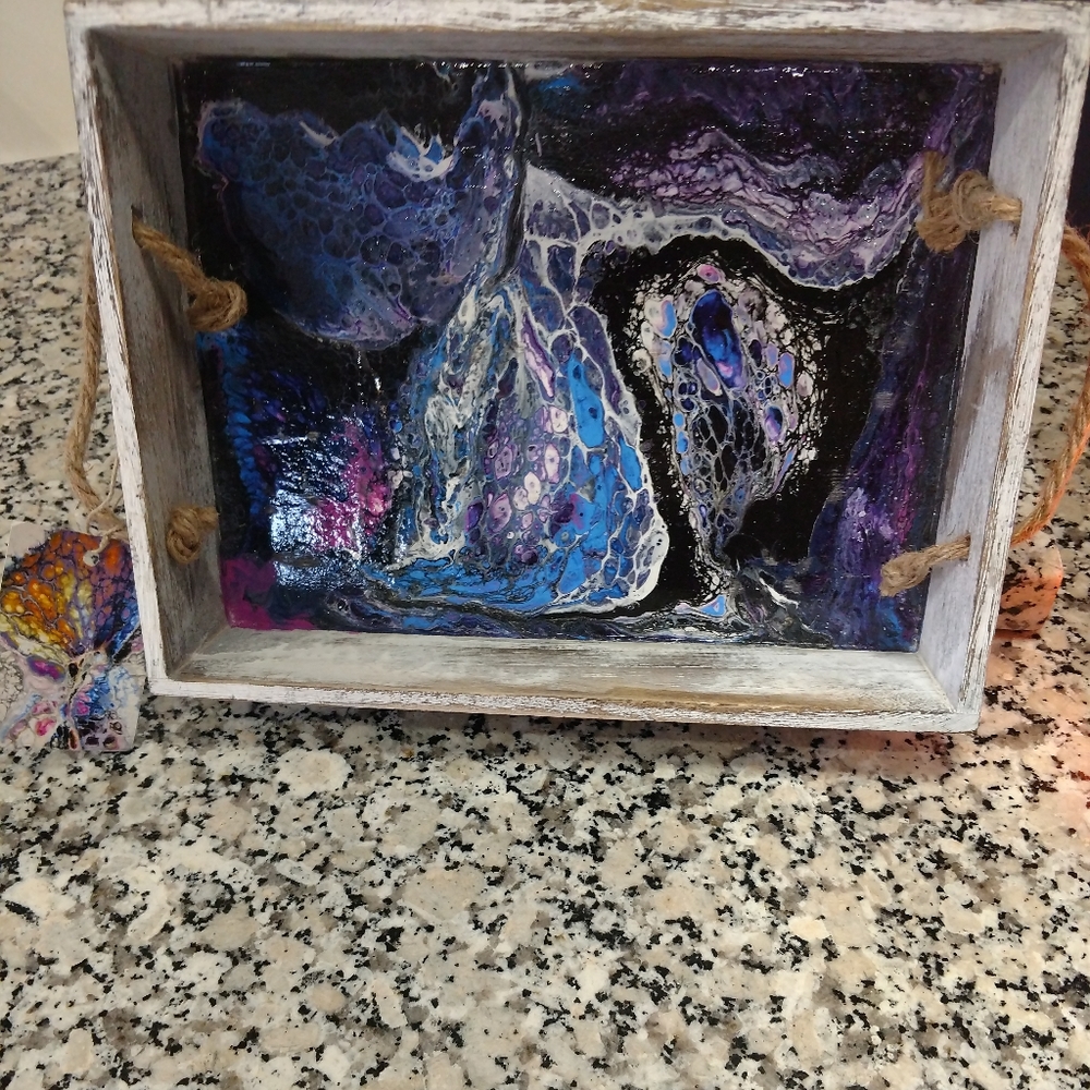 Mixed media wooden tray